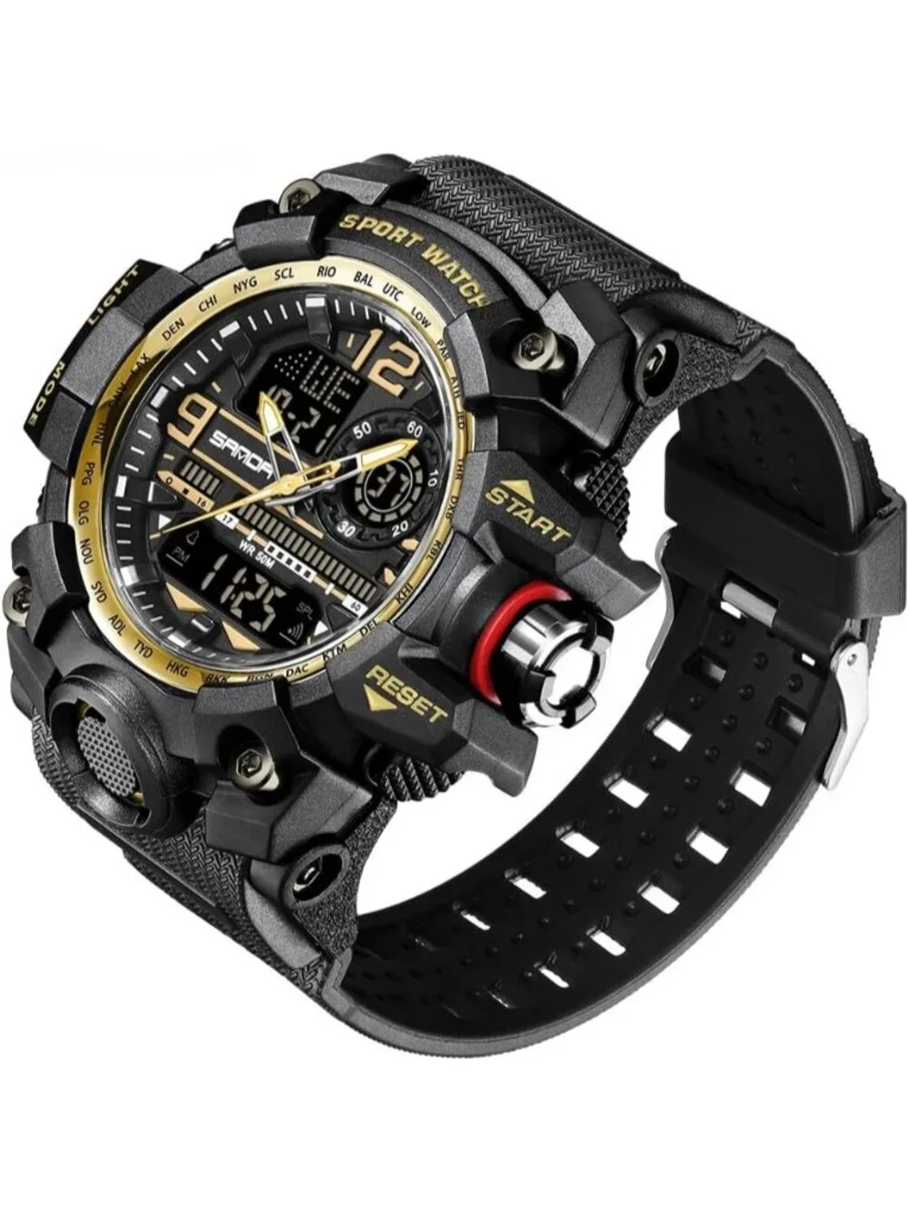 Men's Black Gold Analog Quartz Sports Waterproof Military Tactical Digital Watch